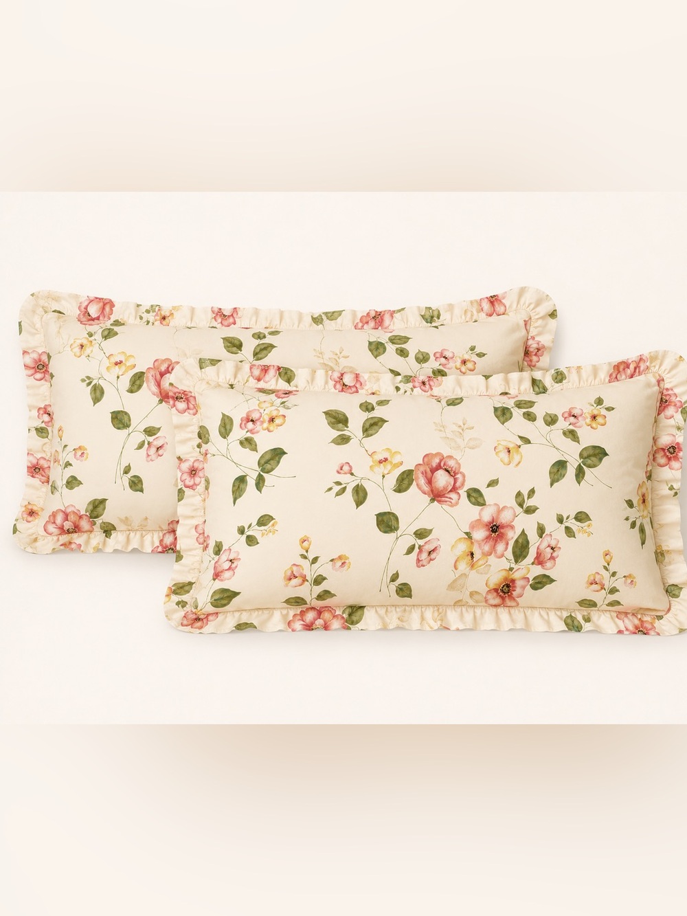 NEW Ruffled King Pillow Shams Pair Cottagecore Romantic FarmhouSE